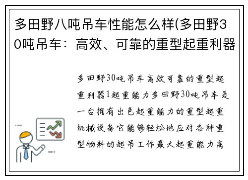 多田野八吨吊车性能怎么样(多田野30吨吊车：高效、可靠的重型起重利器)